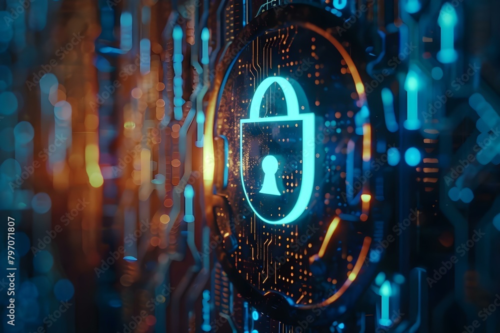 Aufkleber protect personal information with cyber security measures for data access control. concept cyber sec