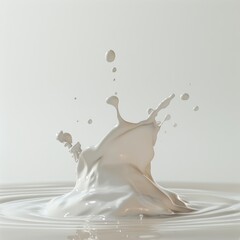 Smooth Milk Drop Splash on White Background Generative AI