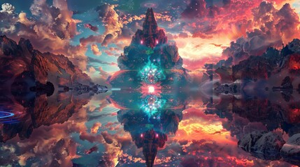 A kaleidoscopic dreamscape is a surreal and beautiful world of vibrant and ever-changing colors and patterns, like a kaleidoscope's reflections.