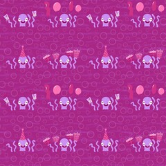 Summer birthday print seamless cartoon octopus pattern for wrapping paper and kids clothes and party accessories
