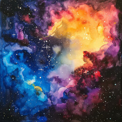 Cosmic Watercolor Dreams Enchanting Space Galaxies