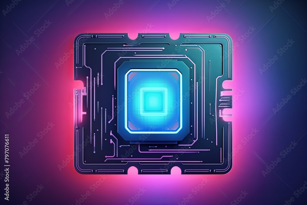 Poster futuristic circuit board gradients - tech start-up logo and gradient element design