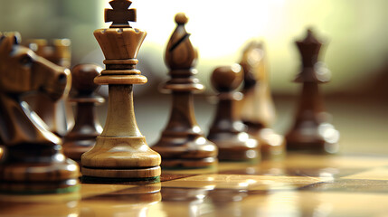 A group of chess pieces on the board, symbolizing strategy and competition.