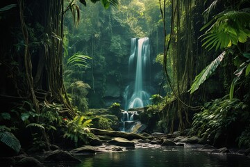 Hidden Jungle Waterfall Gradients Nature Photography Workshop Poster: Mystical Cascades Capture