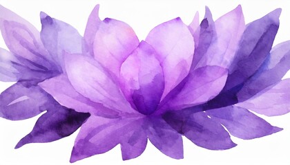 abstract purple petal flower banner watercolor illustration for decoration on garden wedding and summer seasonal