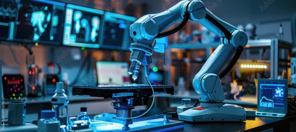 Aufkleber a robotic arm is displayed on a table at an entertainment event