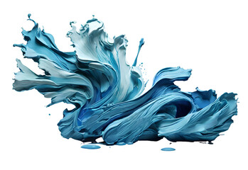 Aquamarine color and blue color paint stroke on a solid white background, generative AI