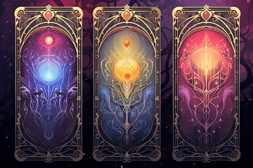 Fototapeta premium Mystic Tarot Card Gradients: Enchanting Oracle Card Deck Illustrations