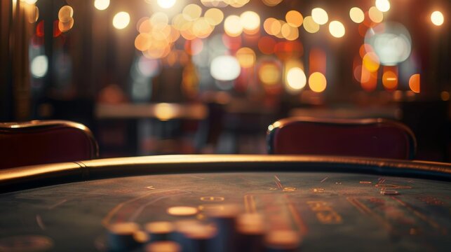 Atmospheric casino table bokeh lights