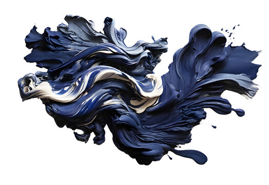 Navy color and indigo color paint stroke on a solid white background, generative AI