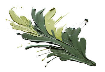 Olive and green paint stroke on a solid white background, generative AI