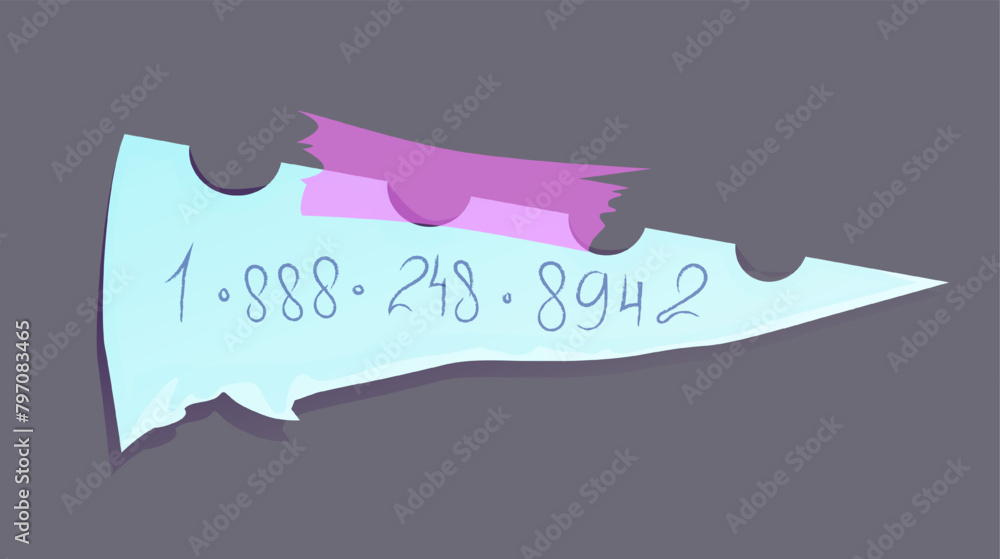 Poster paper note. torn office notepaper with important information, phone number and memo messages. remind