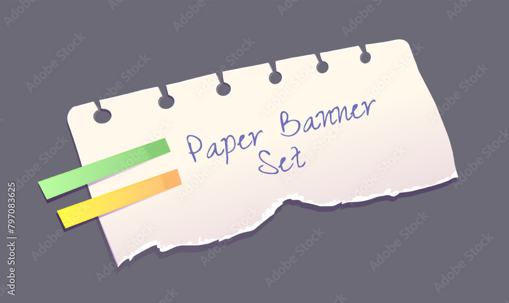 Poster paper note. office information board with reminder or memo messages on torn notepad sheet. blank sti