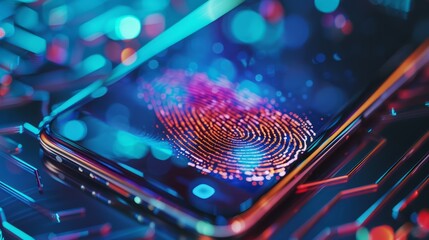 Futuristic Fingerprint Scanner, Smartphone Security Technology