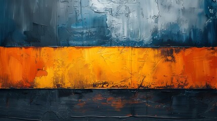 Orange, gold, blue, and purple abstract oil painting art design.