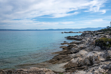 Fototapeta na wymiar Sithonia coastline near Orange Beach, Chalkidiki, Greece
