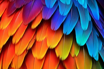 Vibrant Parrot Feather Gradients Bird Photography Exhibition Poster Showcase