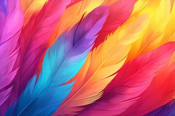 Vibrant Parrot Feather Gradients: A Whimsical Children's Storybook Illustration