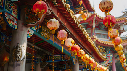 Naklejka premium Intricate decorations adorning Buddhist temples for Vesak