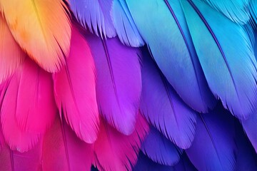 Fototapeta premium Vibrant Parrot Feather Gradients at Wildlife Sanctuary Rooftop Header