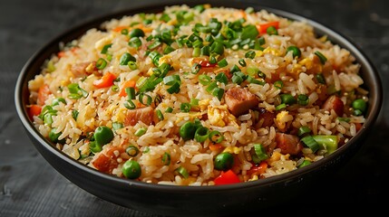 Chinese Cuisine  Fried Rice with Vegetables and Meat