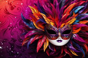 Vibrant Venetian Carnival Gradients: Masquerade Ball Invitation Design