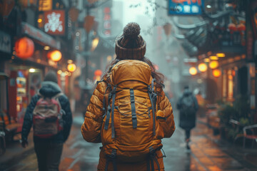 Obraz premium A travel enthusiast exploring the world with accessible transportation and accommodations, experiencing the beauty of diversity. Concept of inclusive travel. Generative Ai.