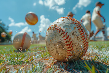 Dynamic youths hitting cricket balls on a green pitch, showcasing technique and strategy in youth cricket matches. Concept of junior cricket competition. Generative Ai.