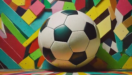 soccer ball with colorful geometric shapes