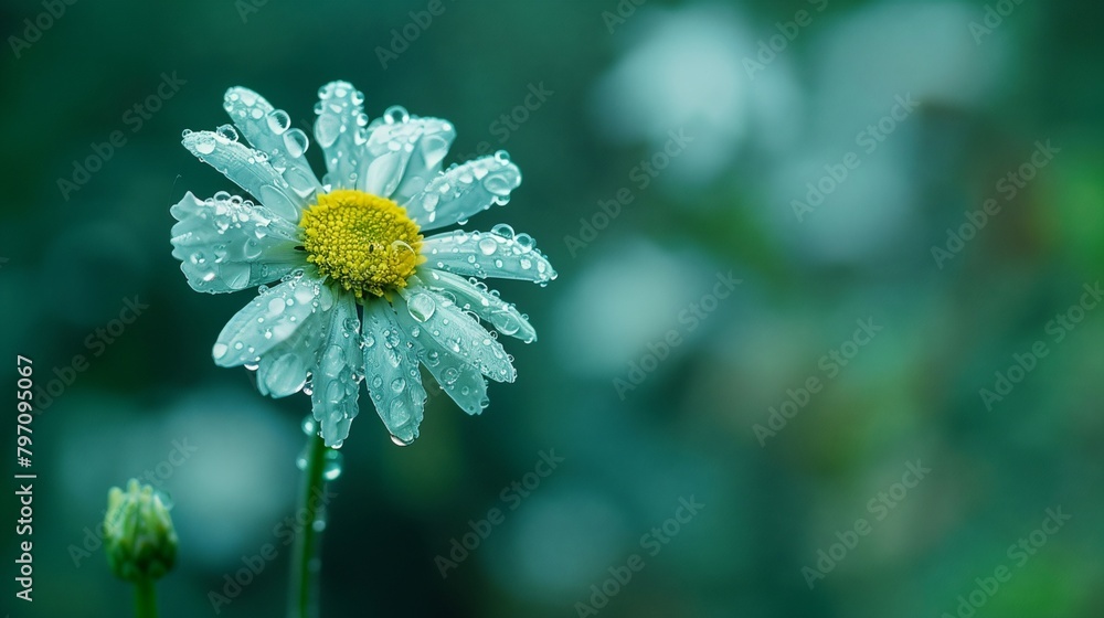 Sticker a close up of a flower with water droplets on it's petals and a blurry background