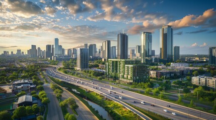 Fototapeta premium a city with a lot of tall buildings