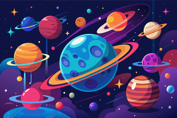 A digital depiction of the planets' unique characteristics