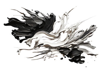 Black and silver paint stroke on a solid white background, generative AI
