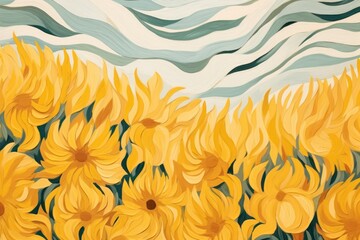 Sunflower field backgrounds painting pattern.