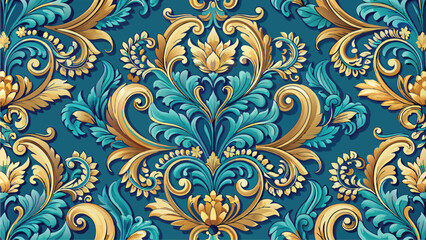 seamless floral pattern, classic background, lux, vector, illustration