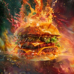 exploding spicy burger