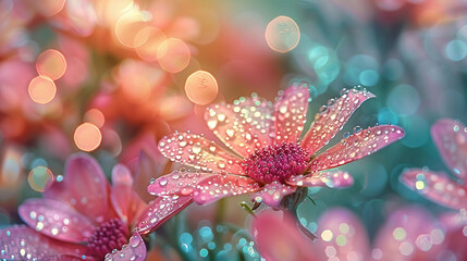 close up of flower with waterdrops