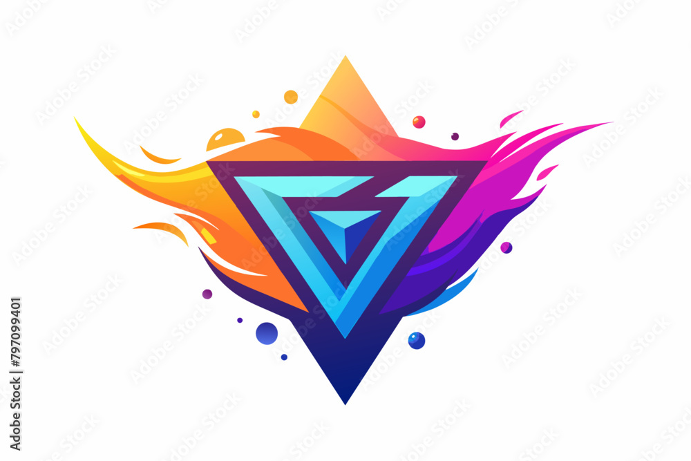 Leinwandbilder logo featuring a dissolving geometric shape with a vibrant color transition, conveying innovation.