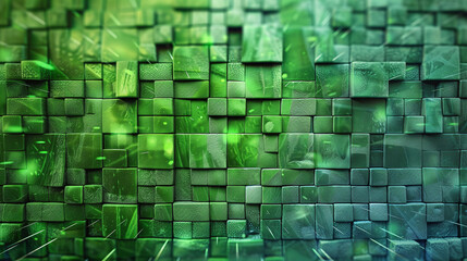 green abstract background with squares