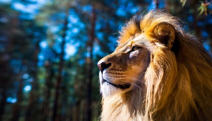 zodiac sign of leo lion head fantasy lights dark panorama horoscope generative ai