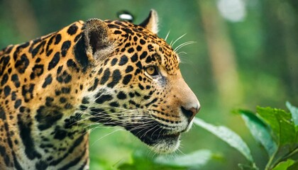 close up of beautiful jaguar in the jungle amazing wildlife generative ai