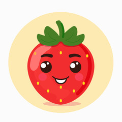 Strawberry cartoon character. Vector illustration of a smiling strawberry.