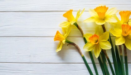 frame from yellow narcissus flowers isolated on white background daffodil flowers with clipping path spring floral background postcard yellow sunny buds with petals