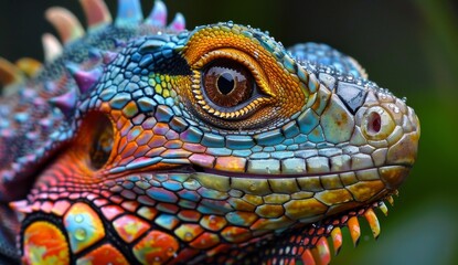 Fototapeta premium Close-up of a Colorful Chameleon Eye and Scales