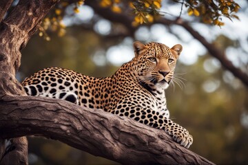 'tree sitting leopard animal wild jungle looking carnivore wilderness african closeup spot powerful outdoors fast environment face whisker eye portrait black predator angry felino africa nature'