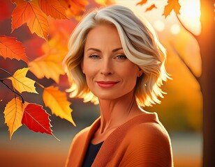 Herbstportrait eine ältere Frau.