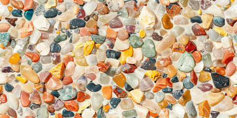 sea glass mosaic in a spectrum of colors