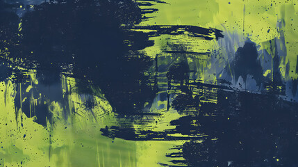 A navy and lime grunge background texture with large brush strokes 