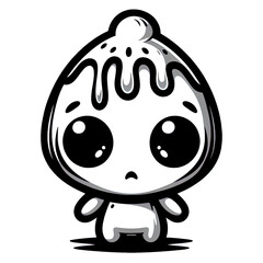 Obraz premium Eine minimalistische schwarz weiße Vektorgrafik eines kleinen Aliens