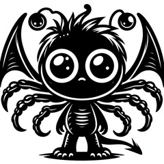 Obraz premium Eine minimalistische schwarz weiße Vektorgrafik eines kleinen Aliens